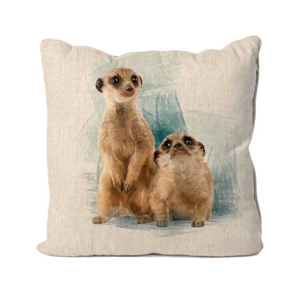 Meerkats Design Linen Cushion