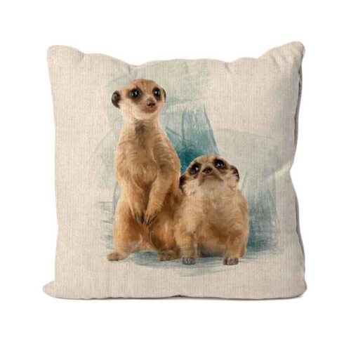 Meerkats Design Linen Cushion