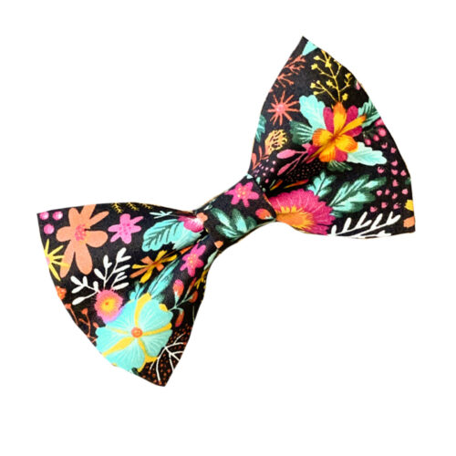 Dog Bow Black Floral
