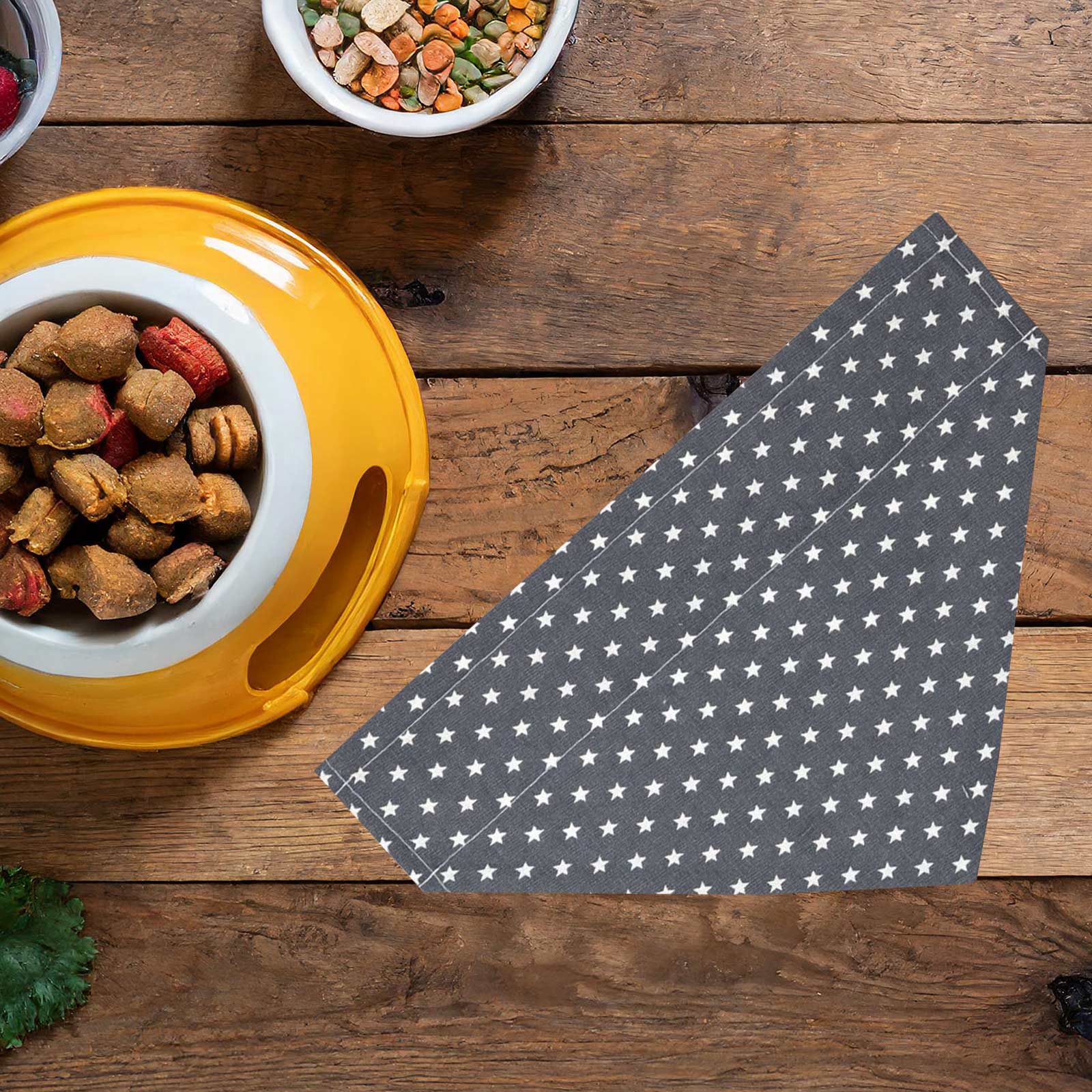 Handmade Dog Bandana Grey Stars - Image 2