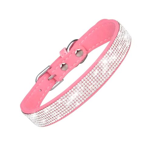 Rhinestone Dog Collar Pink
