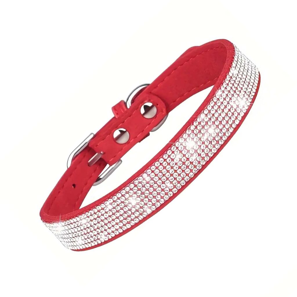 Rhinestone Dog Collar Red