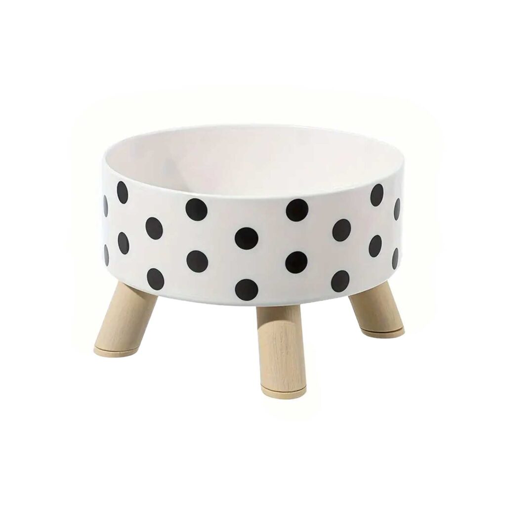 Polka Dot Raised Dog Bowl