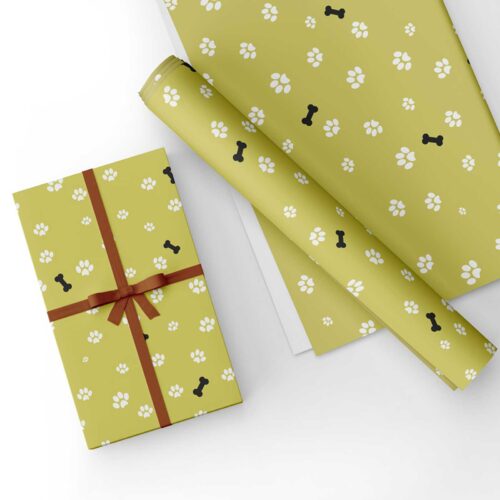Dog Gift Wrap Yellow