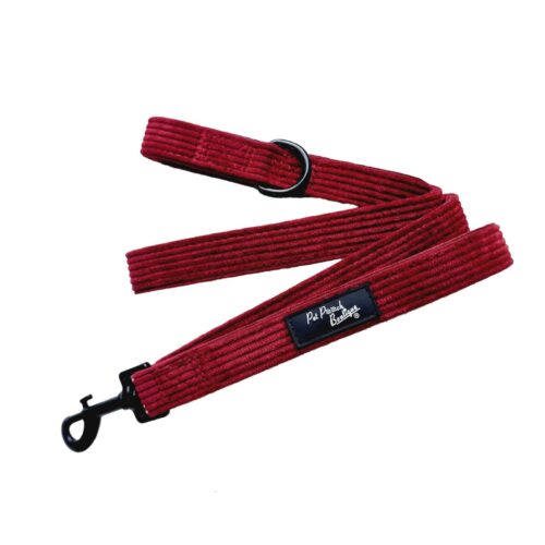 Dog Lead Burgundy Cord