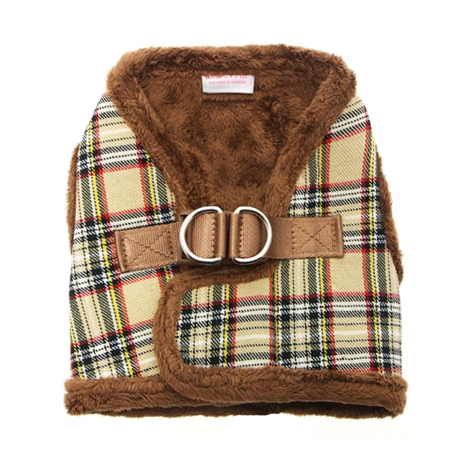 Dog Harness Brown Tartan